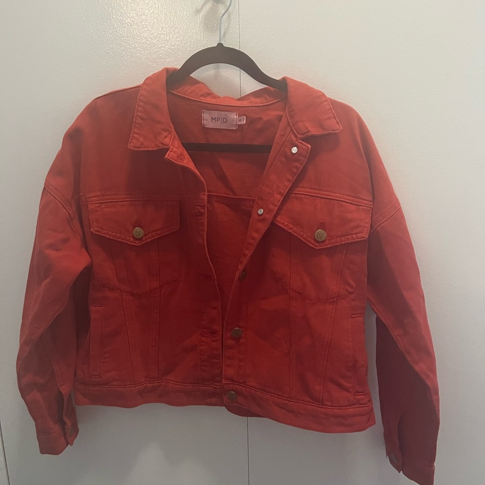 Red oversized denim jacket from Urban Outfitters. Worn once. Size S.